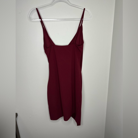 SHEIN BAE ruched asymmetrical cami wrap dress. Burgundy red. Size medium - Picture 9 of 9